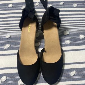 Old Navy Black Denim Espadrille Wedges
